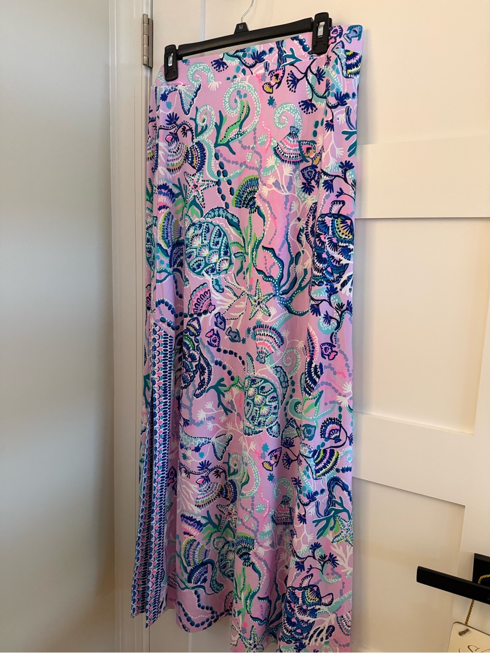 Lilly Pulitzer Lilac Maxi Skirt with Blue & Green Floral Print